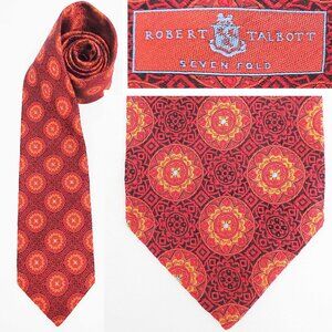 Robert Talbott Mens Seven Fold Neck Tie 5/40 Limited Edition Black Red Orange